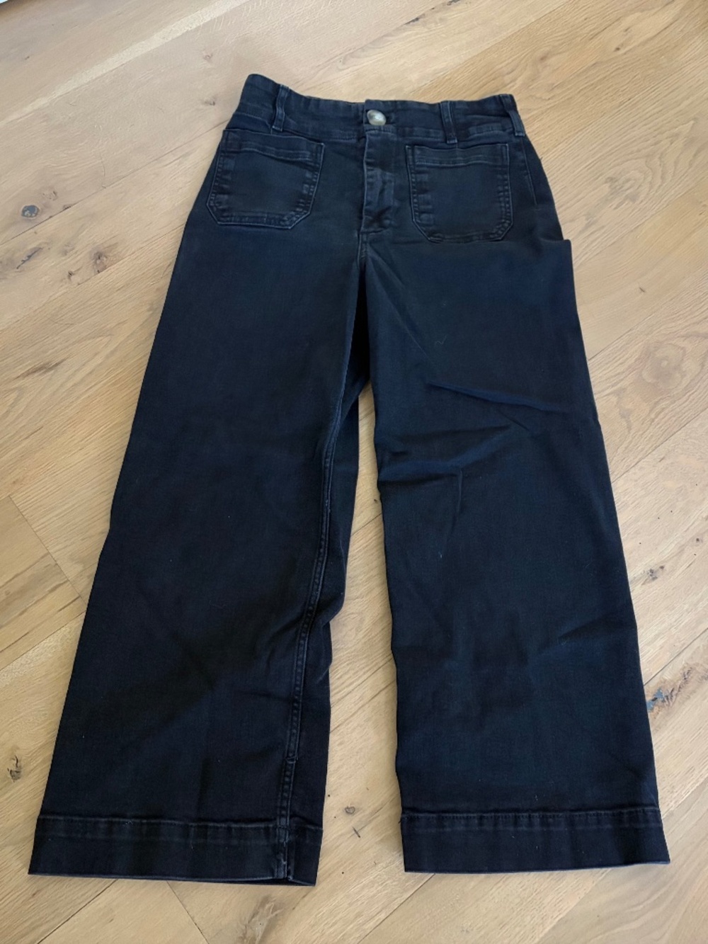 Maeve The Colete Denim ANTHROPOLOGIE Wide Leg Black Stretchy Jeans Size 28